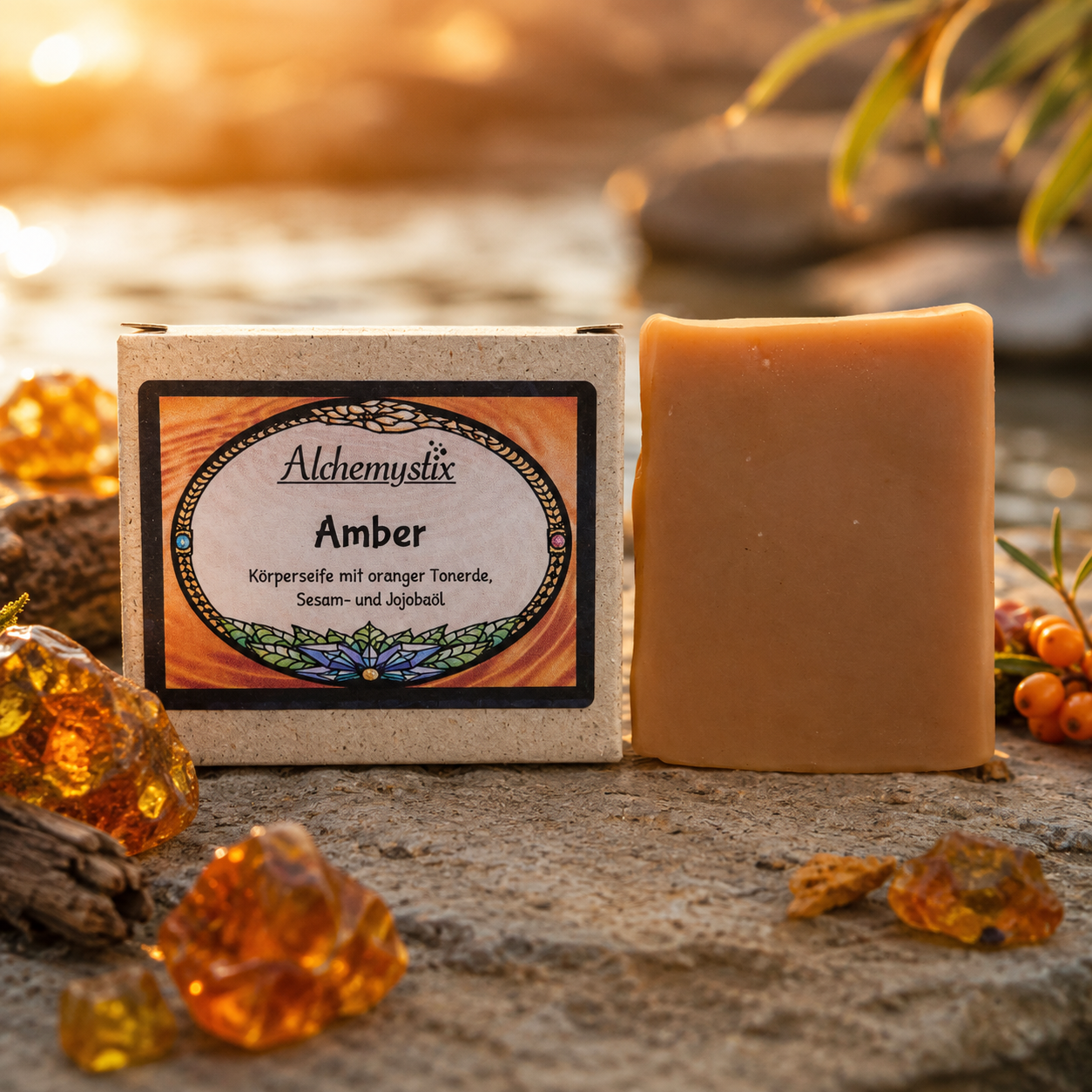 Amber - Körperseife mit oranger Tonerde, Sesam- und Jojobaöl